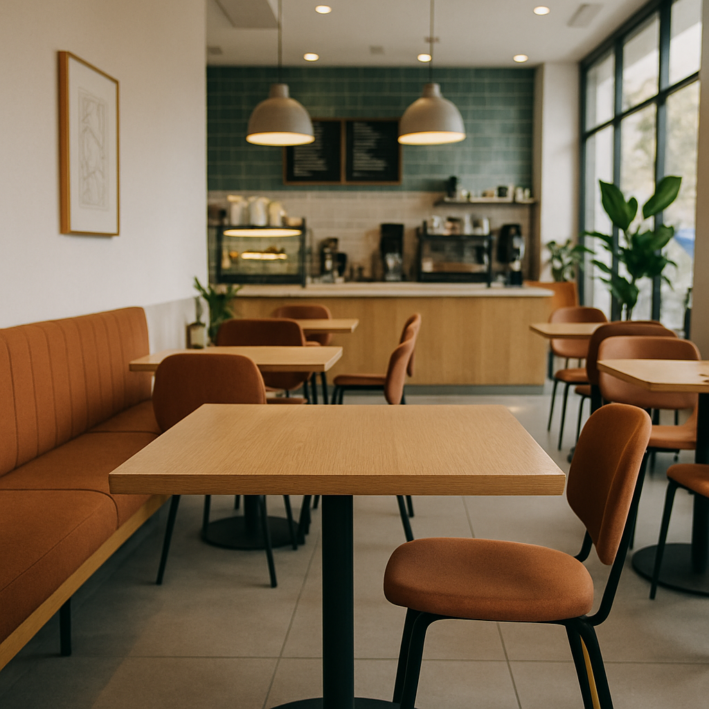 Proyecto de una cafetería en Madrid, con decoración moderna