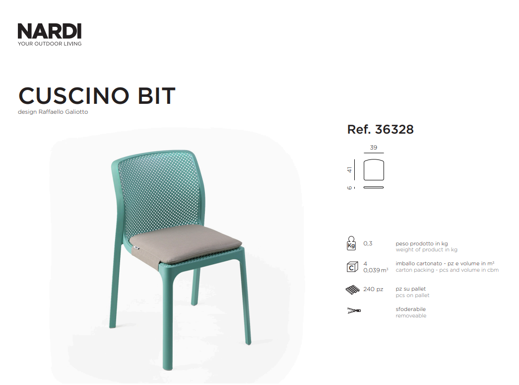 Ficha técnica del Cojín Bit Nardi