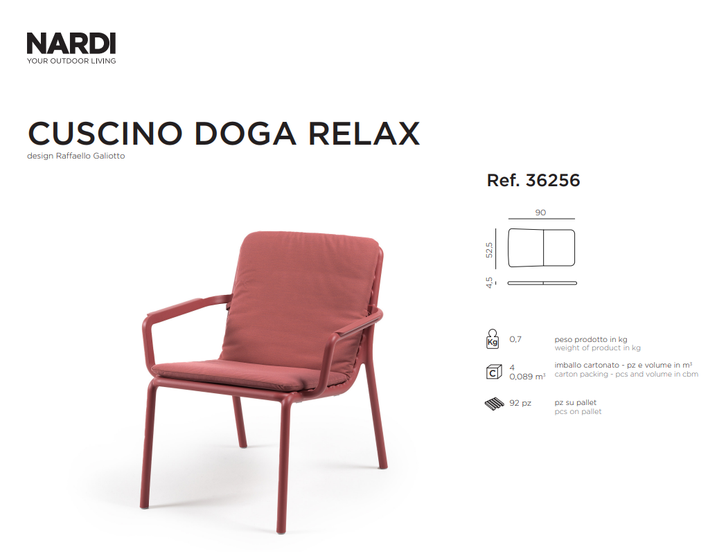 Ficha técnica del Cojín para el Sillón Doga Relax de Nardi