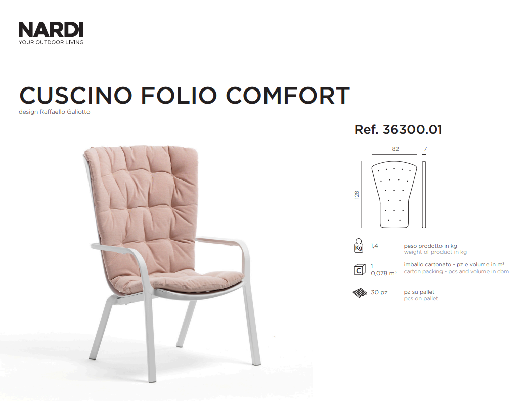 Ficha técnica del Cojín Folio Comfort de Nardi