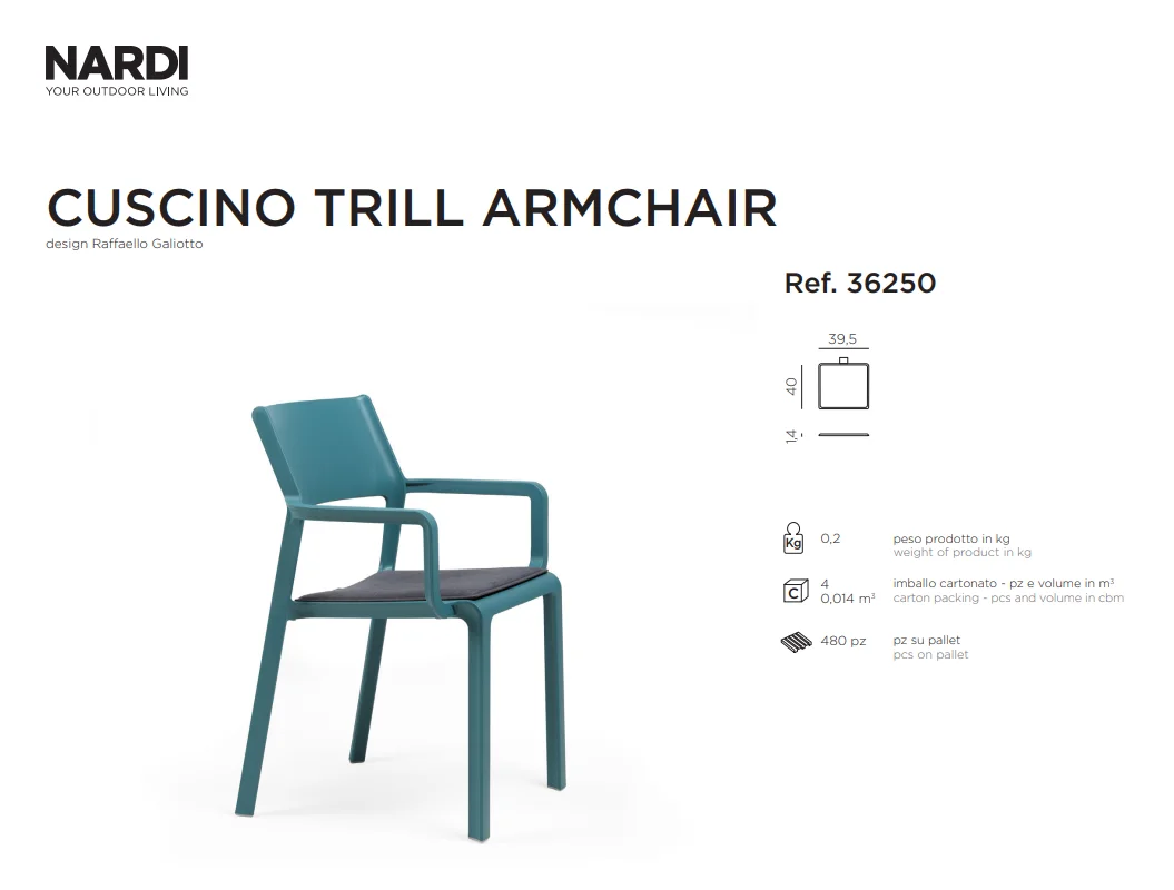 Ficha técnica del Cojín Trill Armchair de Nardi