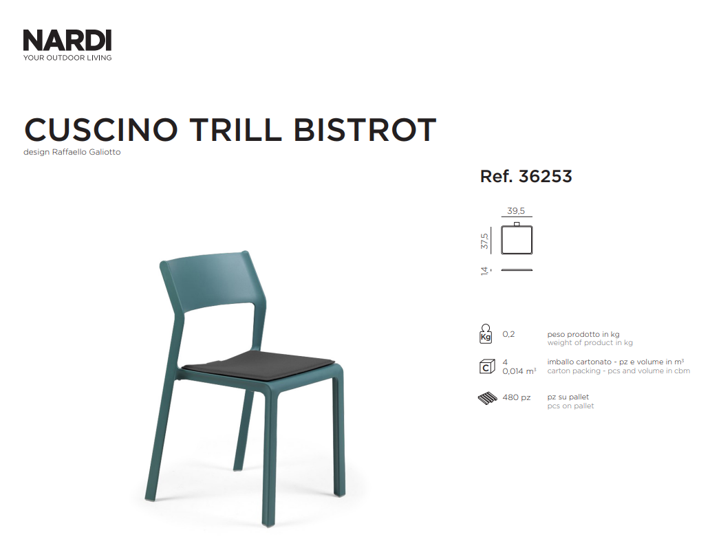 Ficha técnica del Cojín Trill Bistrot de Nardi