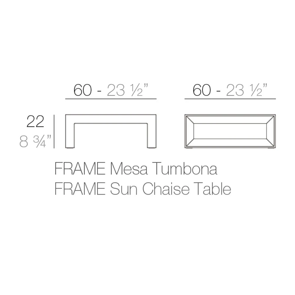 Ficha técnica de la mesa baja de la colección Frame de Vondom