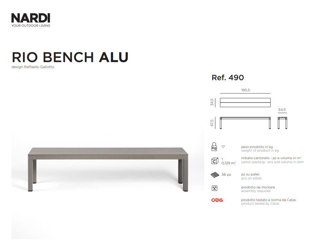 Ficha técnica del Nardi Rio Bench Alu