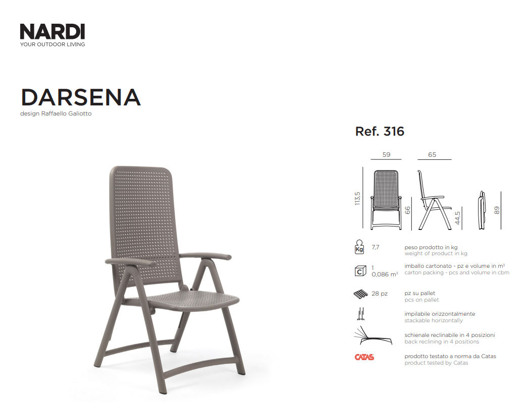 Ficha técnica del Sillón Darsena de Nardi