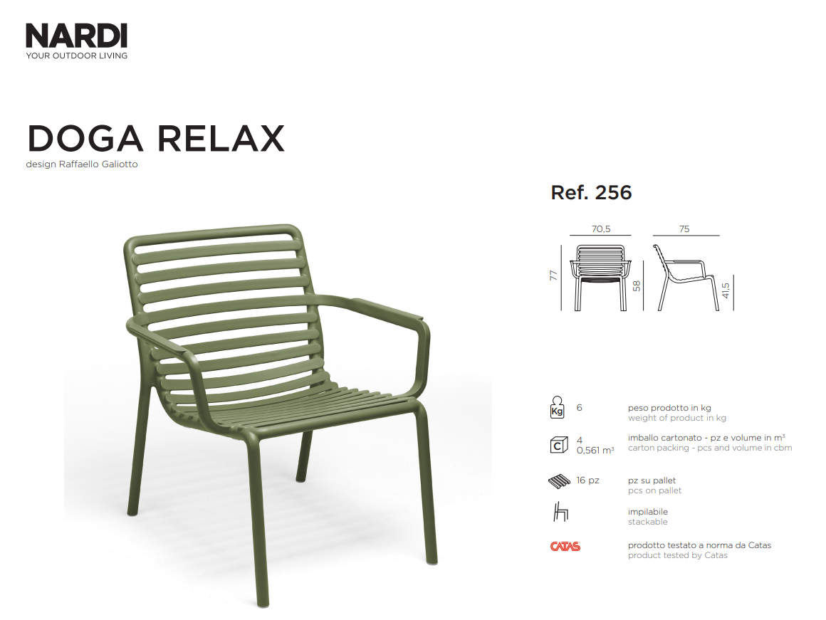 Ficha técnica del Sillón Doga Relax de la firma Nardi