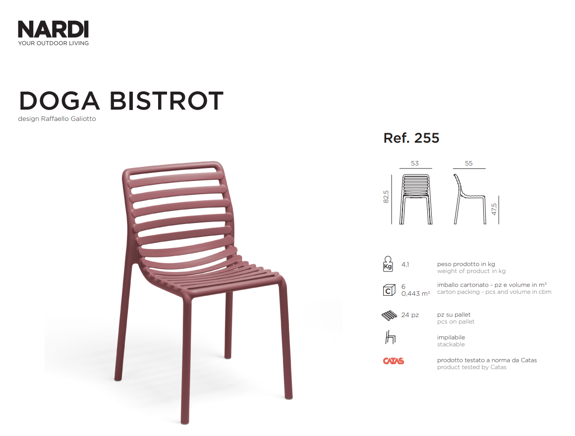 Ficha técnica de la Silla Doga Bistrot de Nardi