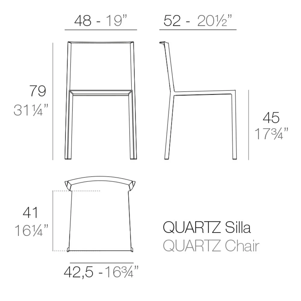 Ficha técnica para el modelo Silla Quartz de la marca Vondom
