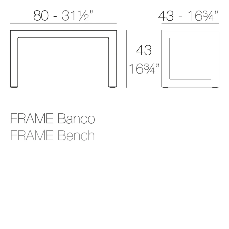 Ficha técnica del Banco Frame de la firma de diseño Vondom