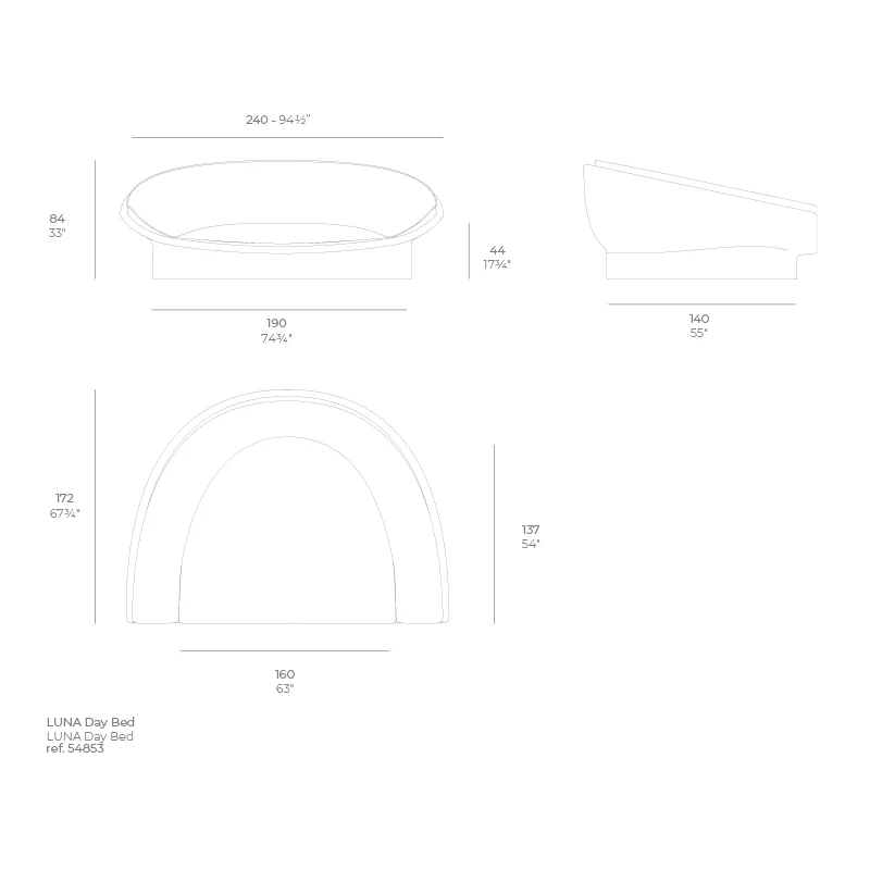 Ficha técnica de la Daybed de la colección Luna de Vondom