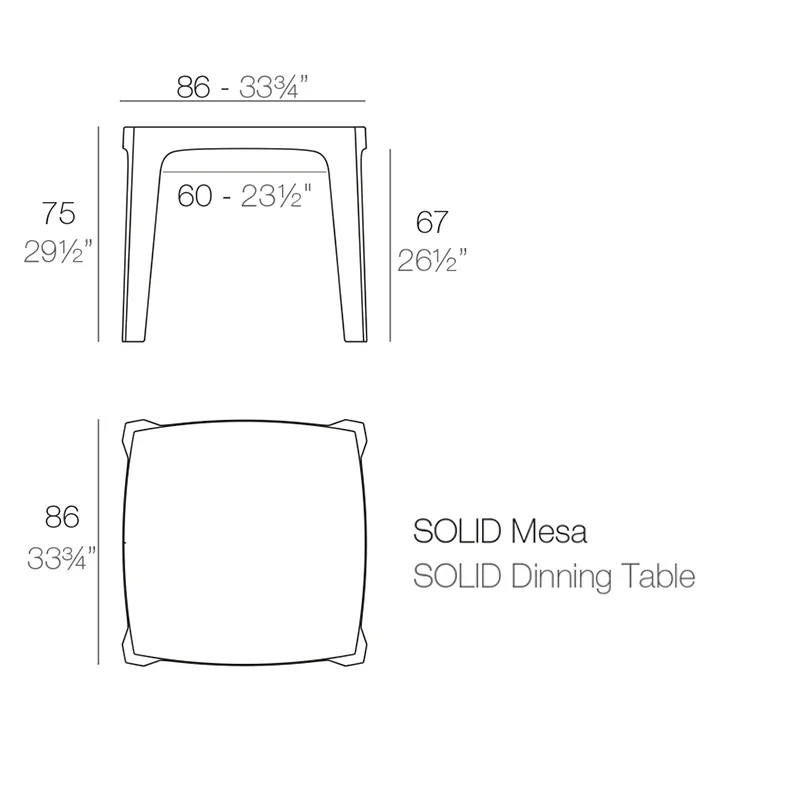 Ficha técnica de la Mesa Solid de Vondom