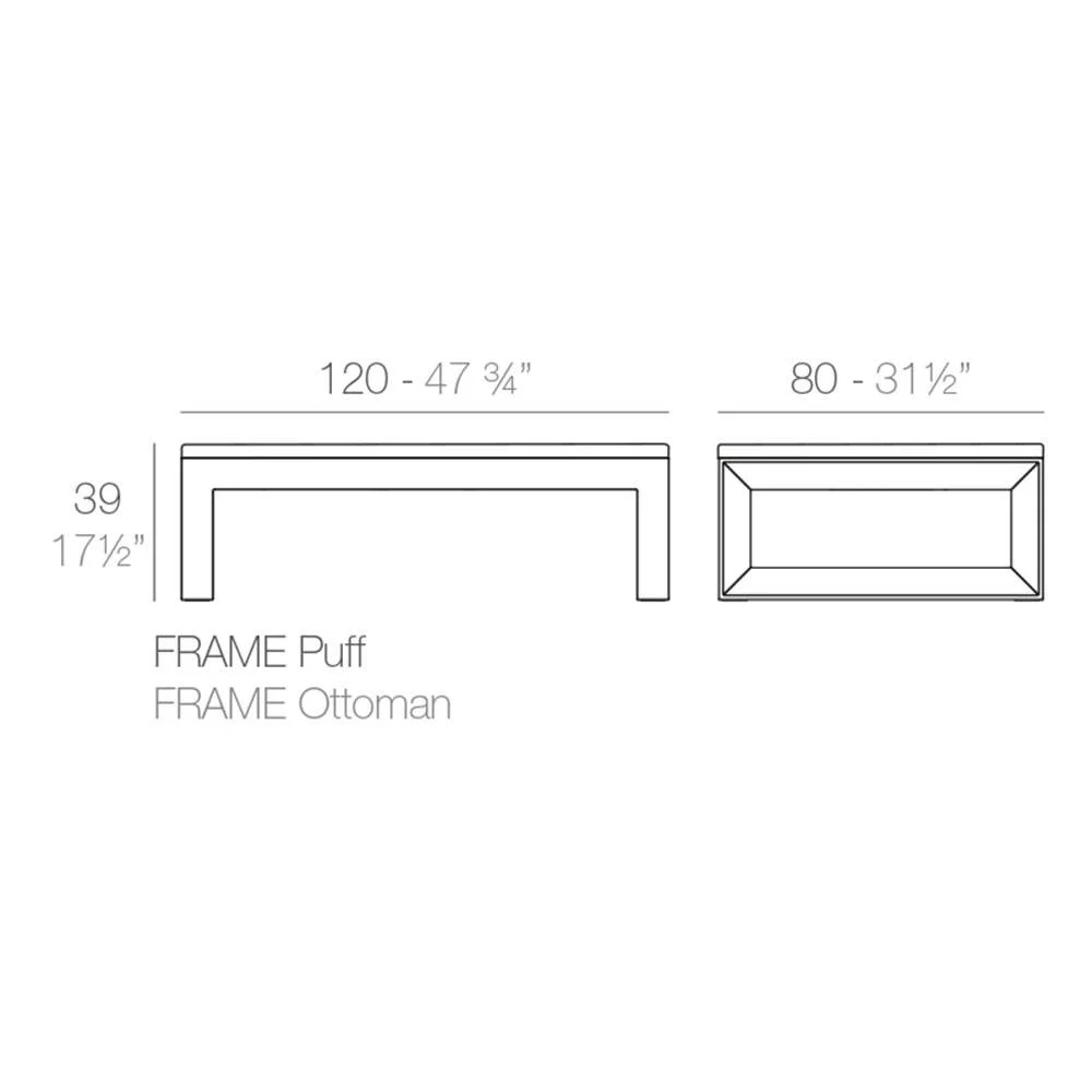 Ficha técnica del Puff Frame 120 de la firma Vondom