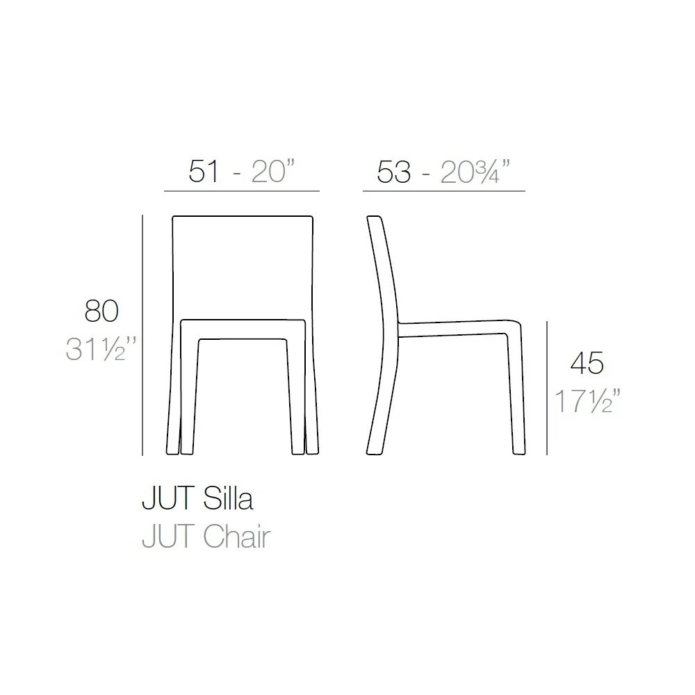 Ficha técnica de la Silla Jut de exterior de Vondom
