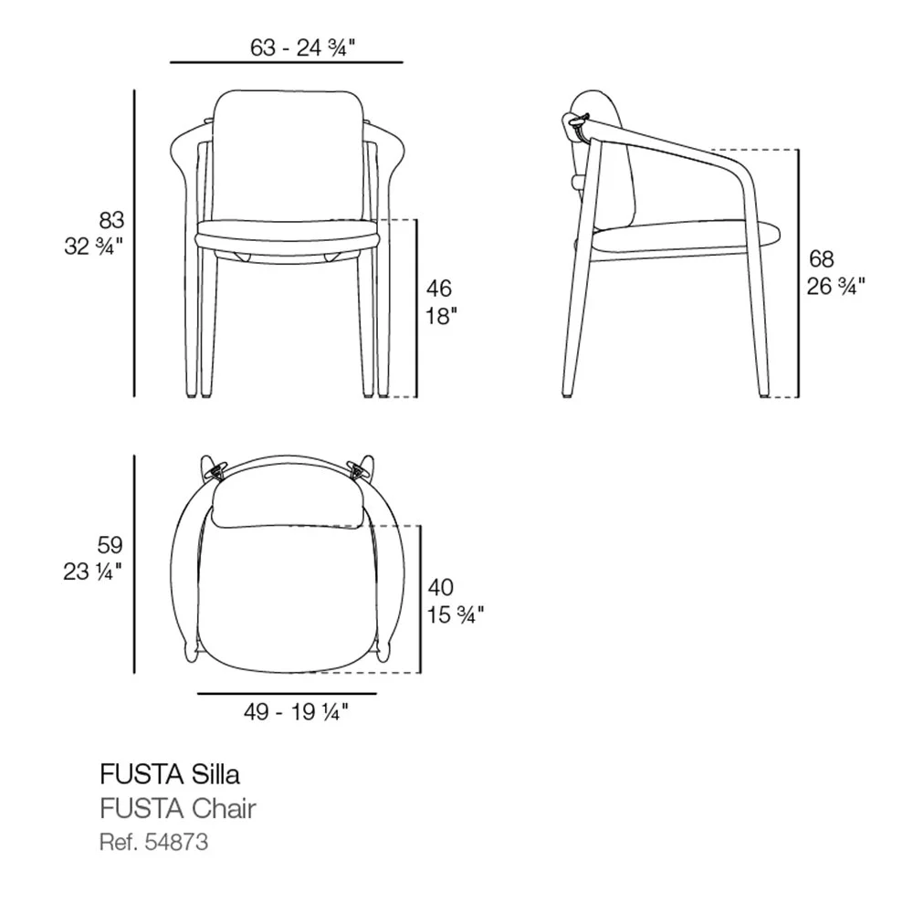 Ficha técnica de la Silla Fusta de Vondom