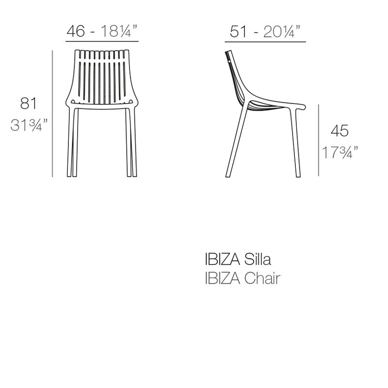 Ficha técnica de la Silla Ibiza de Vondom