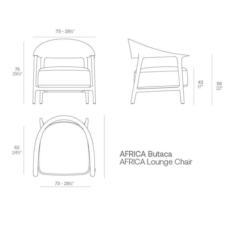 Ficha técnica para el Sillon Africa de la firma Vondom