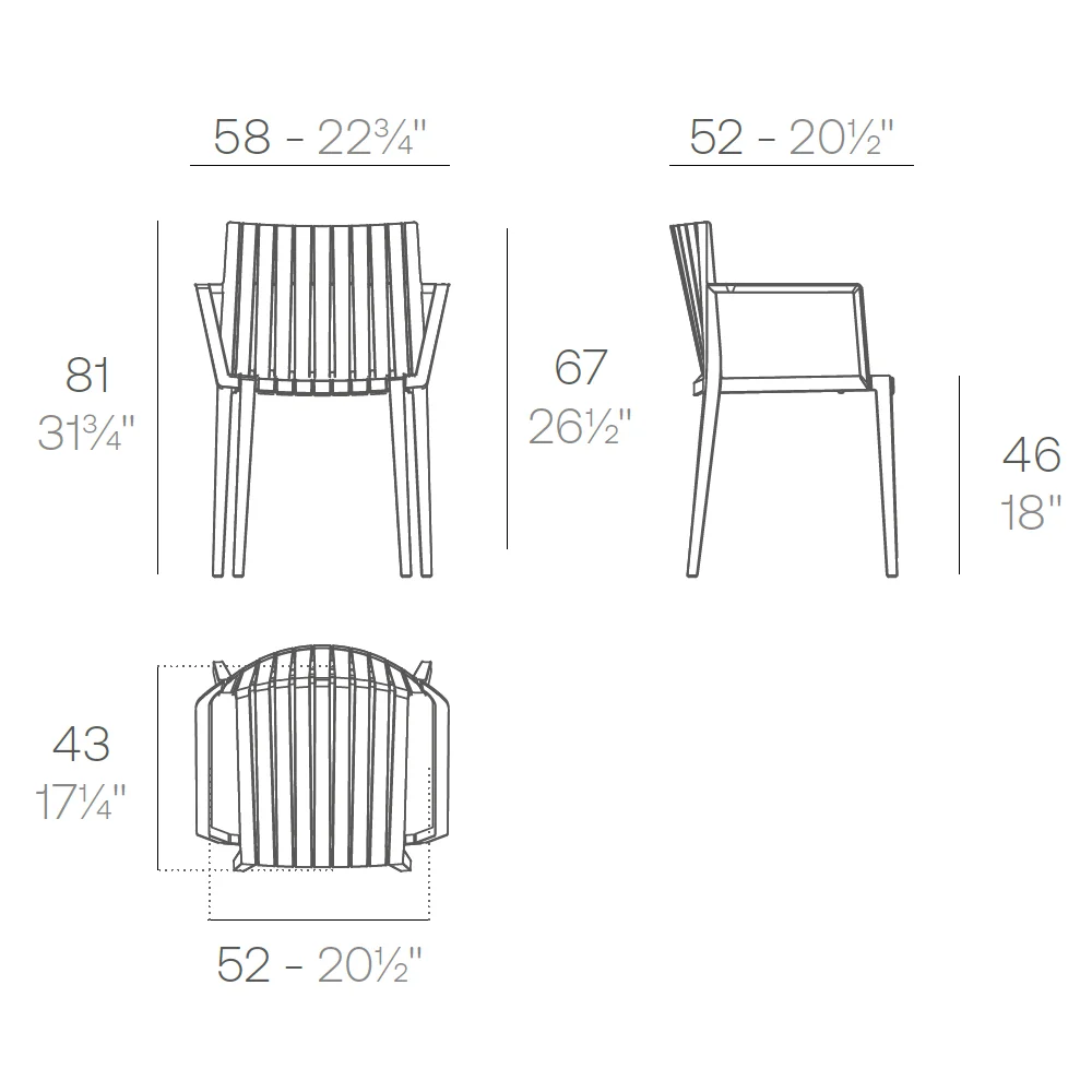 Ficha técnica del Sillon con reposabrazos Spirtz de la marca Vondom