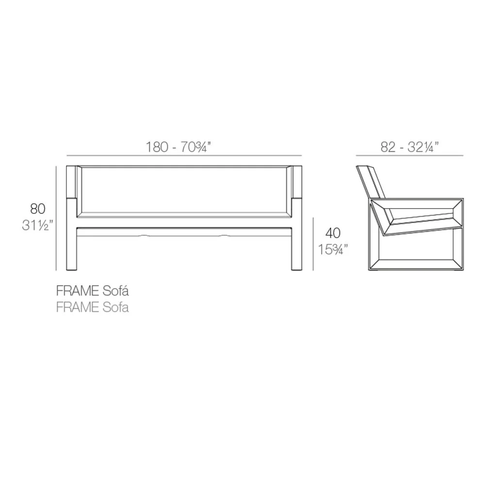 Ficha técnica del Sofá Frame de la firma Vondom