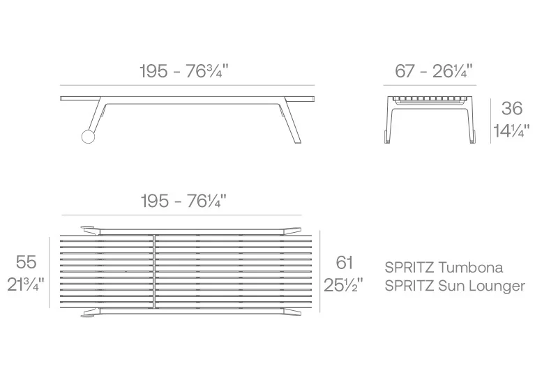Ficha técnica de la Tumbona de la colección Spritz Vondom
