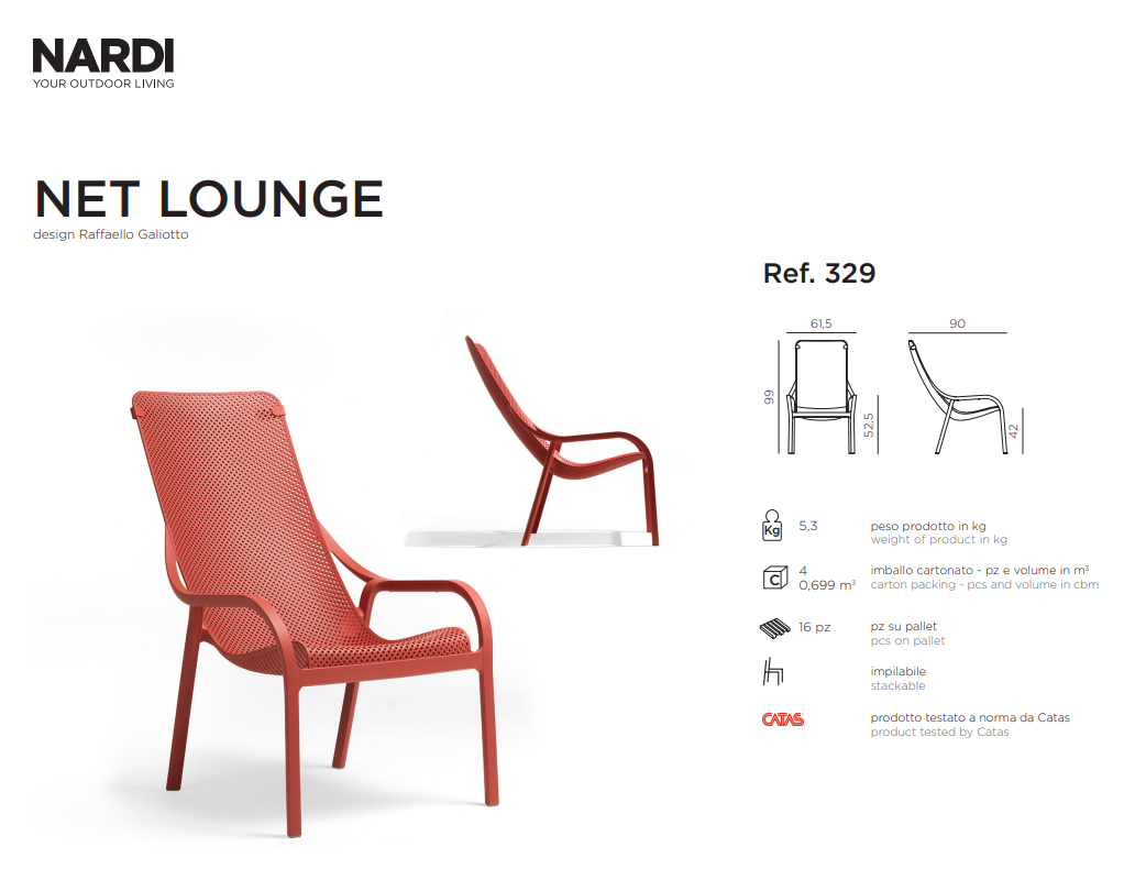 Ficha técnica del Sillón Net Lounge de Nardi