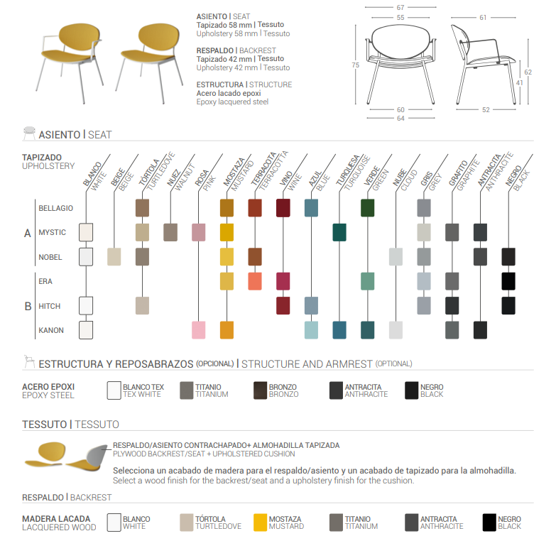Ficha técnica del Sillón Way Xl en versión Tessuto de la marca Cancio