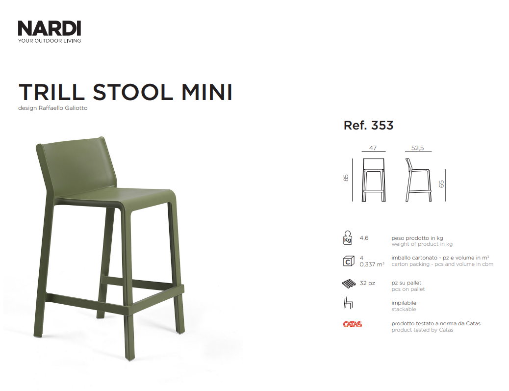 Ficha técnica del Taburete de exterior Trill Mini