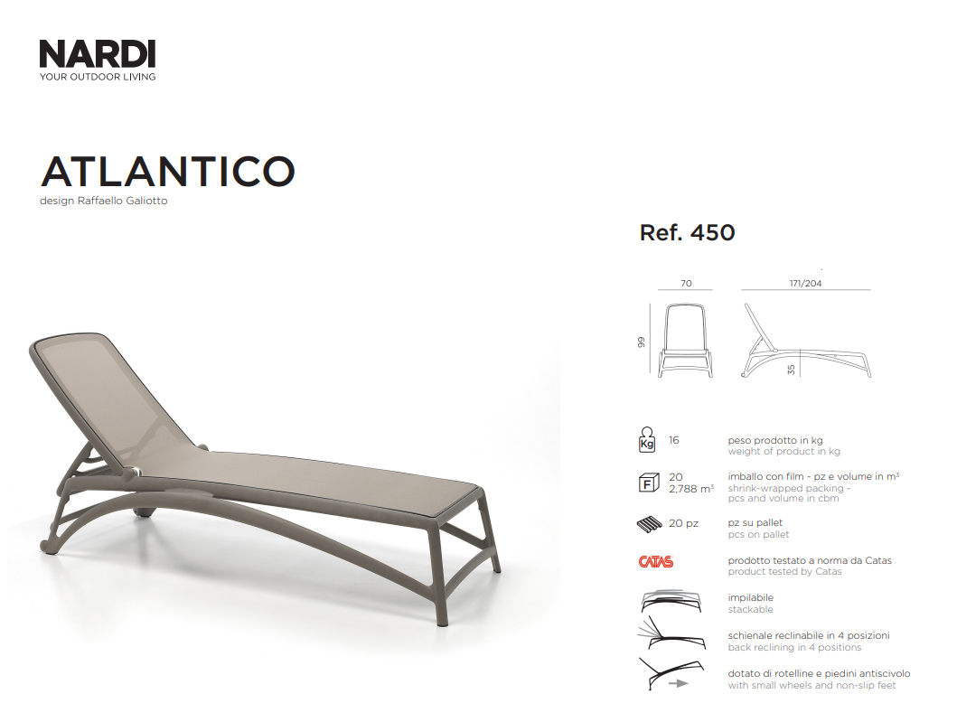 Ficha técnica de la Tumbona Atlántico de Nardi