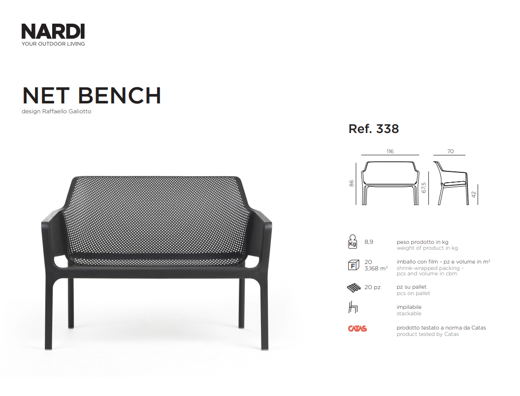 Ficha técnica del Net Bench de Nardi