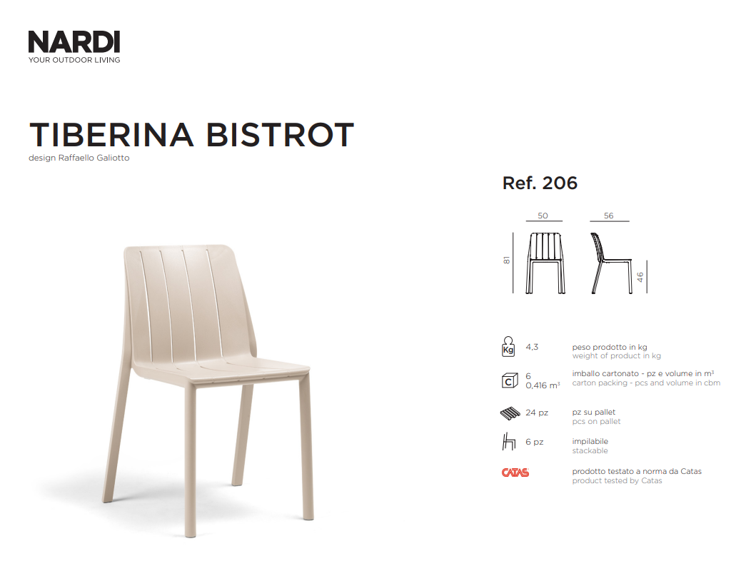 Ficha técnica de la Silla Tiberina Bistrot de Nardi
