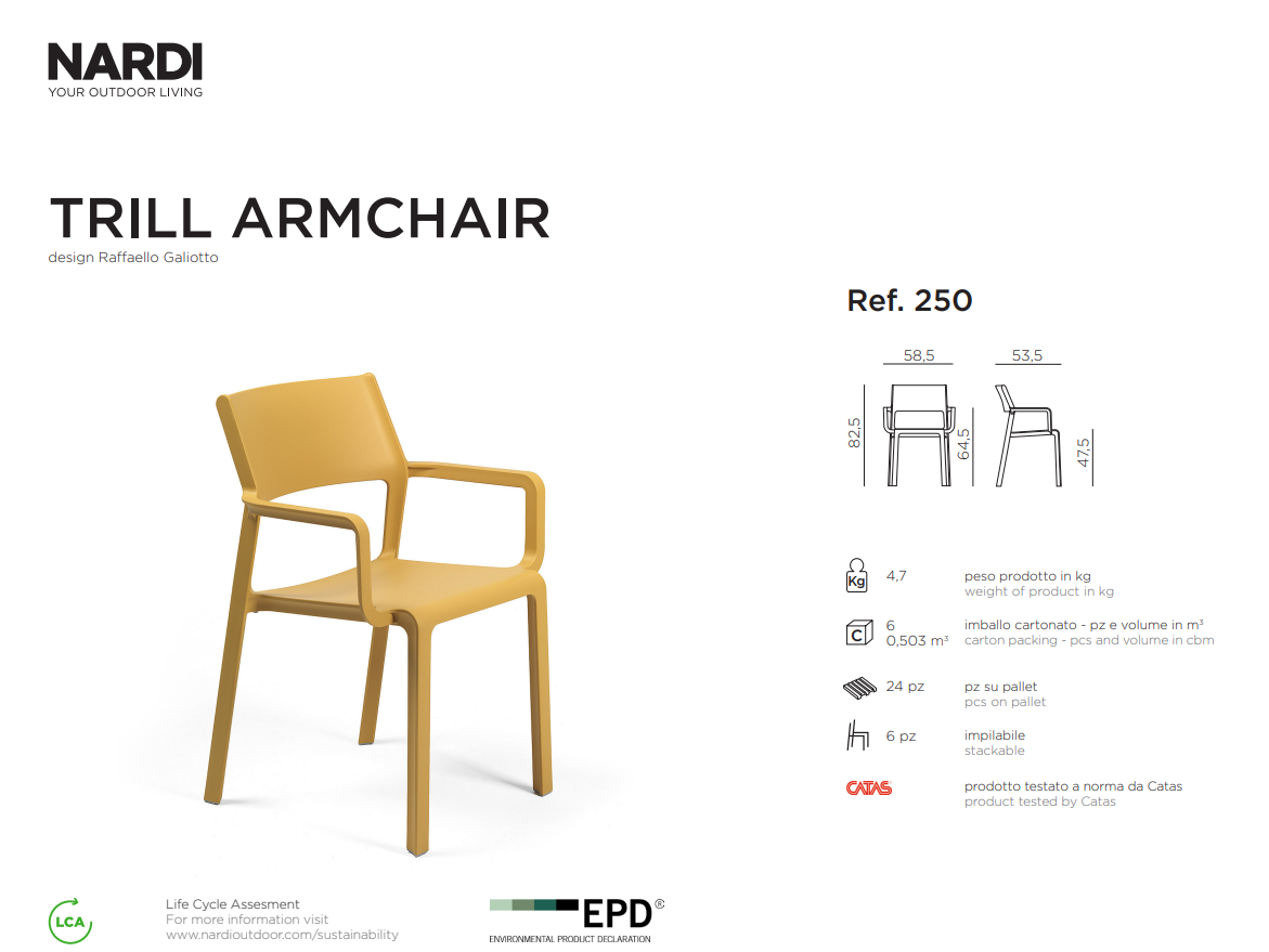 Ficha tecnica Silla Trill Armchair de la marca Nardi