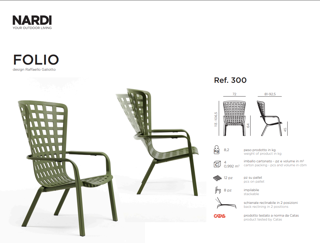 Ficha técnica del Sillón Folio de Nardi