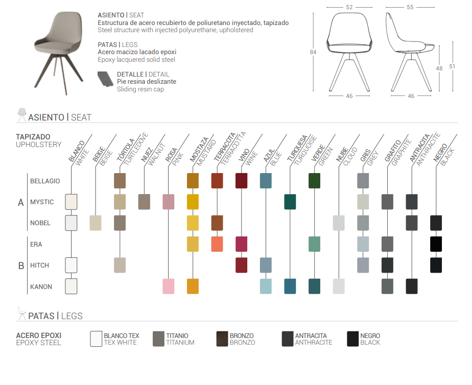 Ficha técnica del Sillón Infinity L de Cancio
