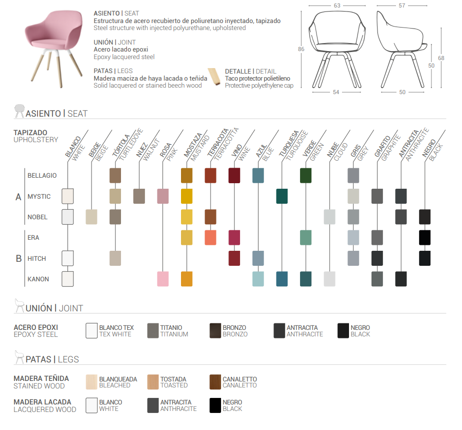 Ficha técnica para el Sillón Nuba XL de Cancio