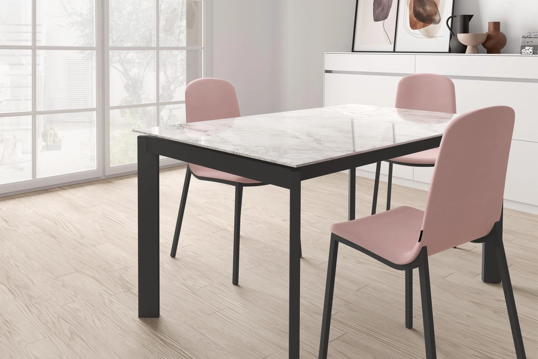 Mesa Poker Dekton en comedor moderno